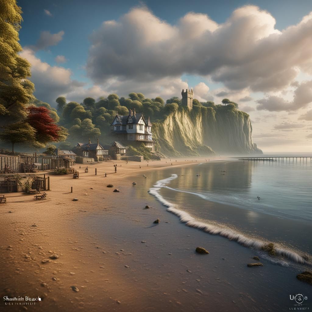 Shanklin Beach: Detailed Matte Painting in Unreal Engine