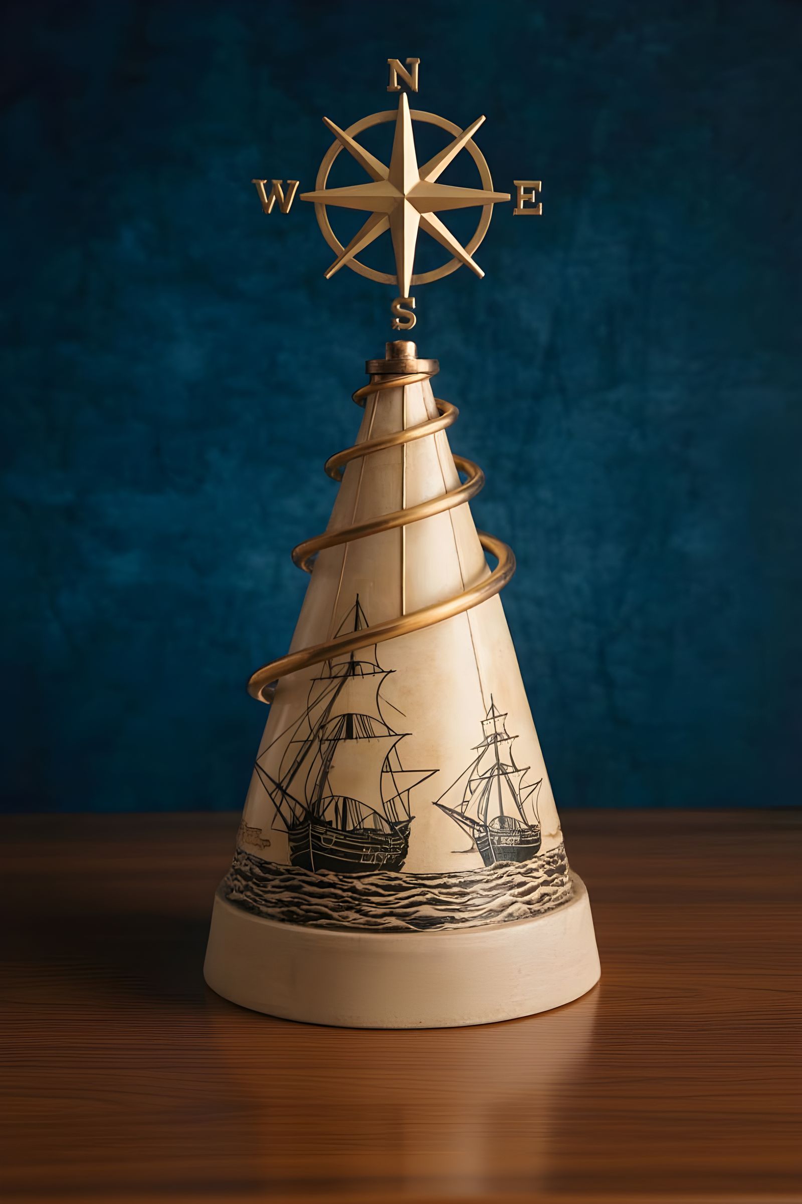 Naval Architecture Trophy with Golden Compass Rose