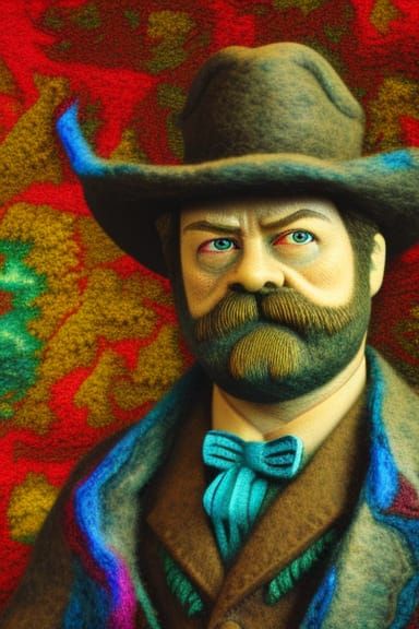 Ron Swanson Amish Portrait in Hyperrealistic Style