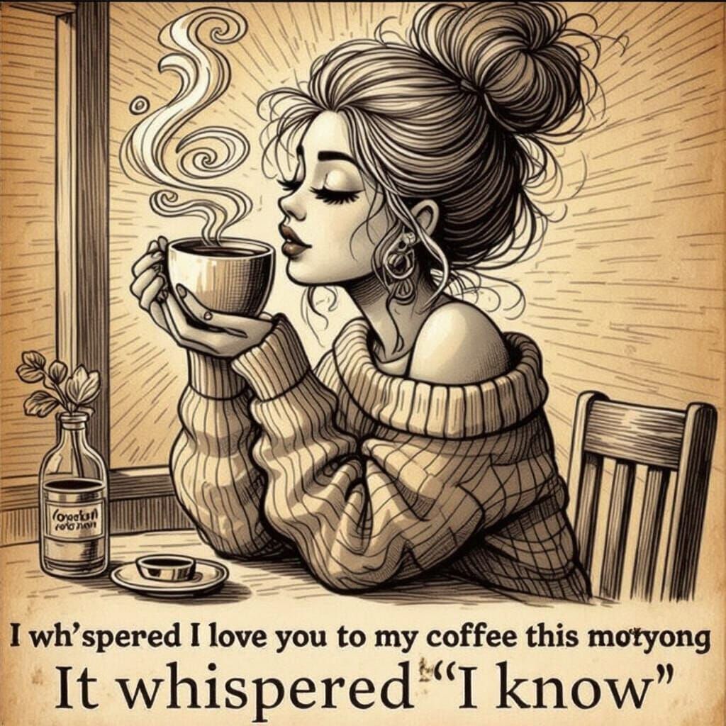 Steaming Cup of Coffee Art