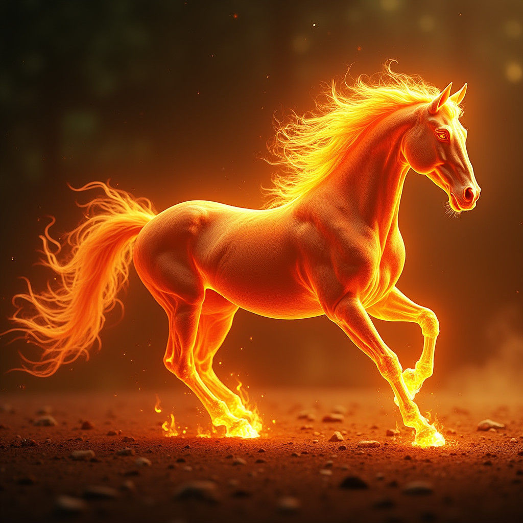 Fiery Horse Galloping in Hyperrealistic Detail