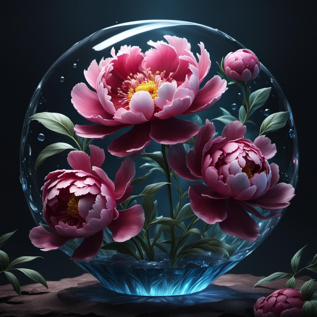 Glass Peony: Detailed Fantasy Concept Art
