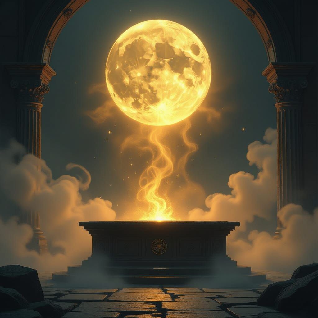 Occult Ritual Under Golden Moonlight