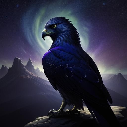 Cosmic Hawk Silhouette in Flight: Concept Art