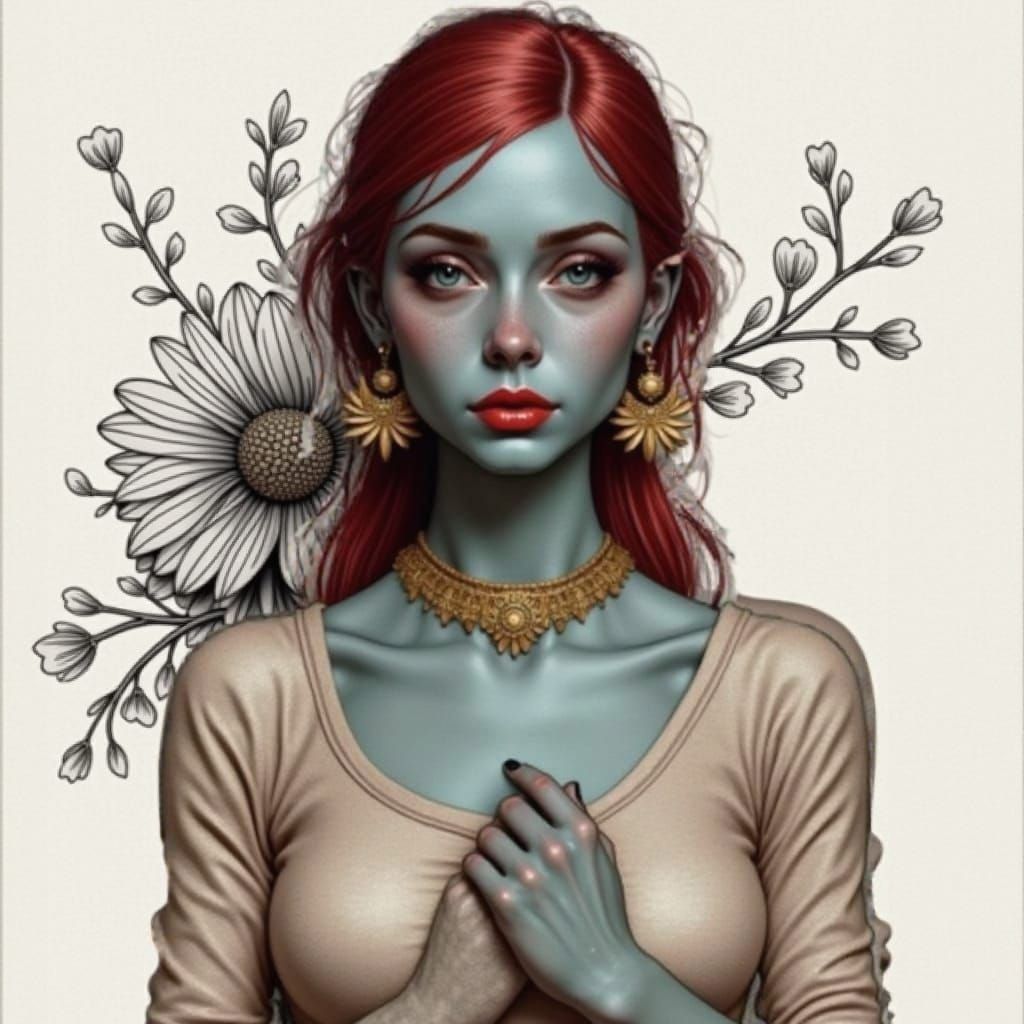 Detailed Etched Illustration of a Delicate Sketch