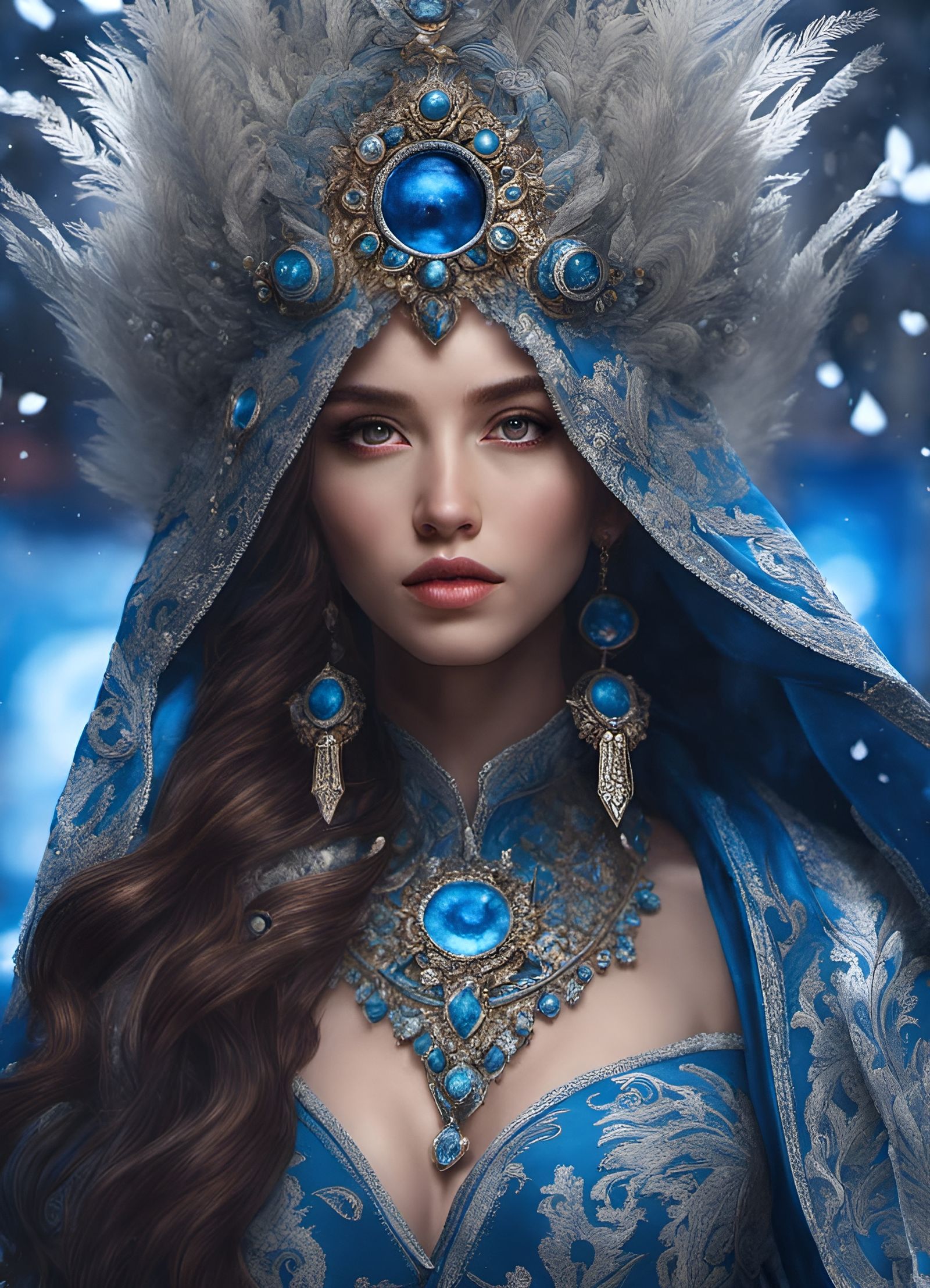 Hanukkah Winter Goddess in Hyperdetailed Digital Art