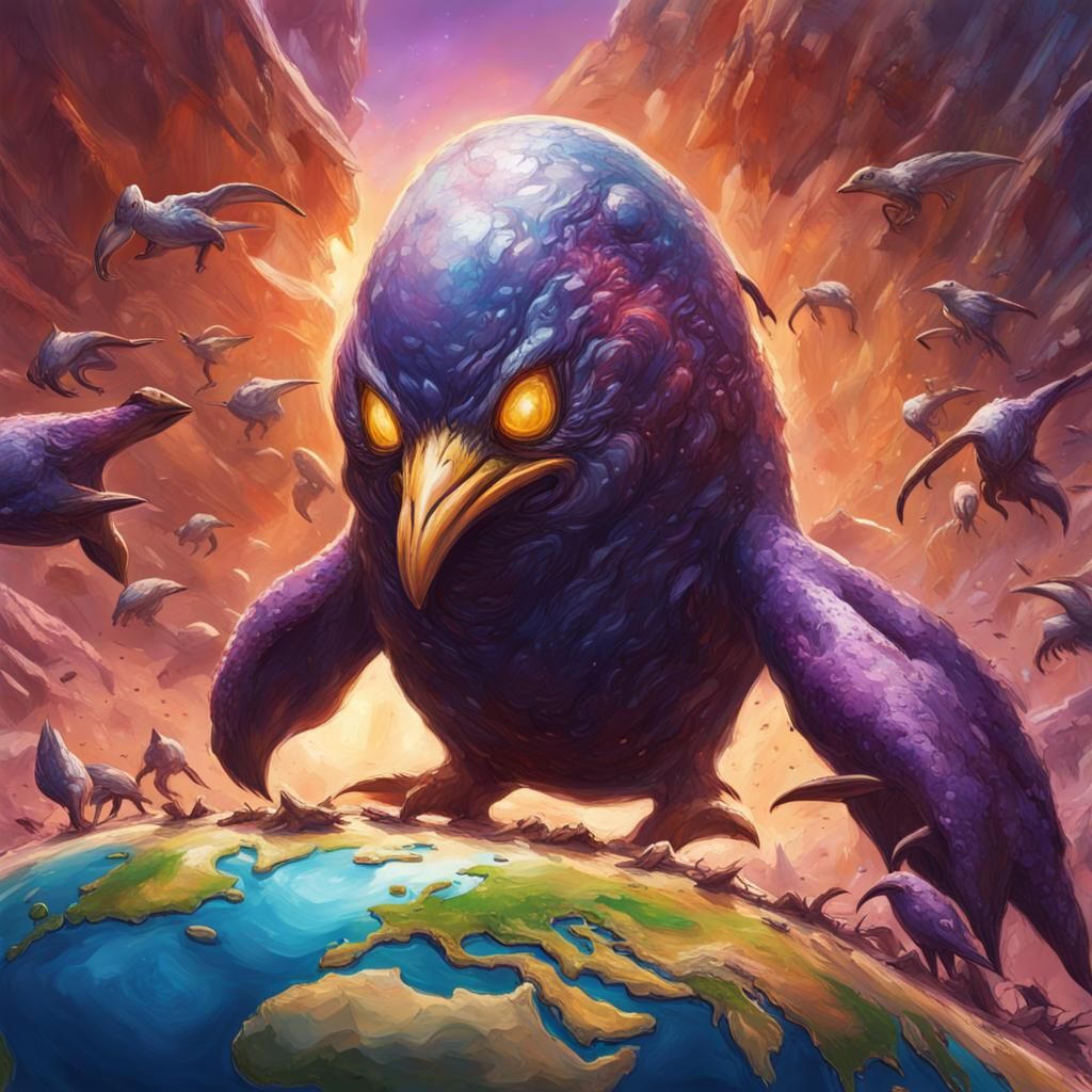 Hyperrealistic Zerglings with Penguin Beaks on Alien Planet