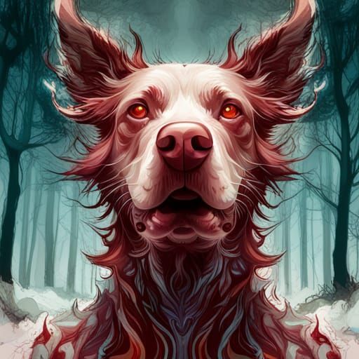 Terrifying Dog in Woods: Inkblot Art