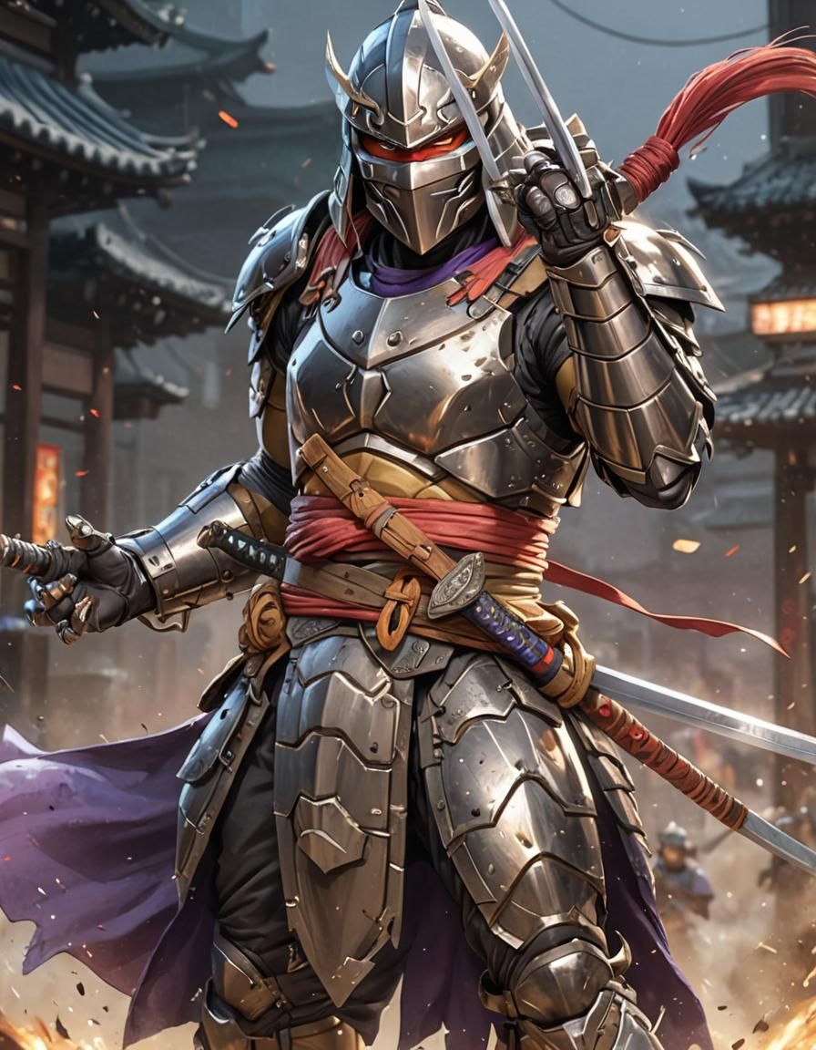 Mighty Japanese Warrior Shredder in 3D Anime Art