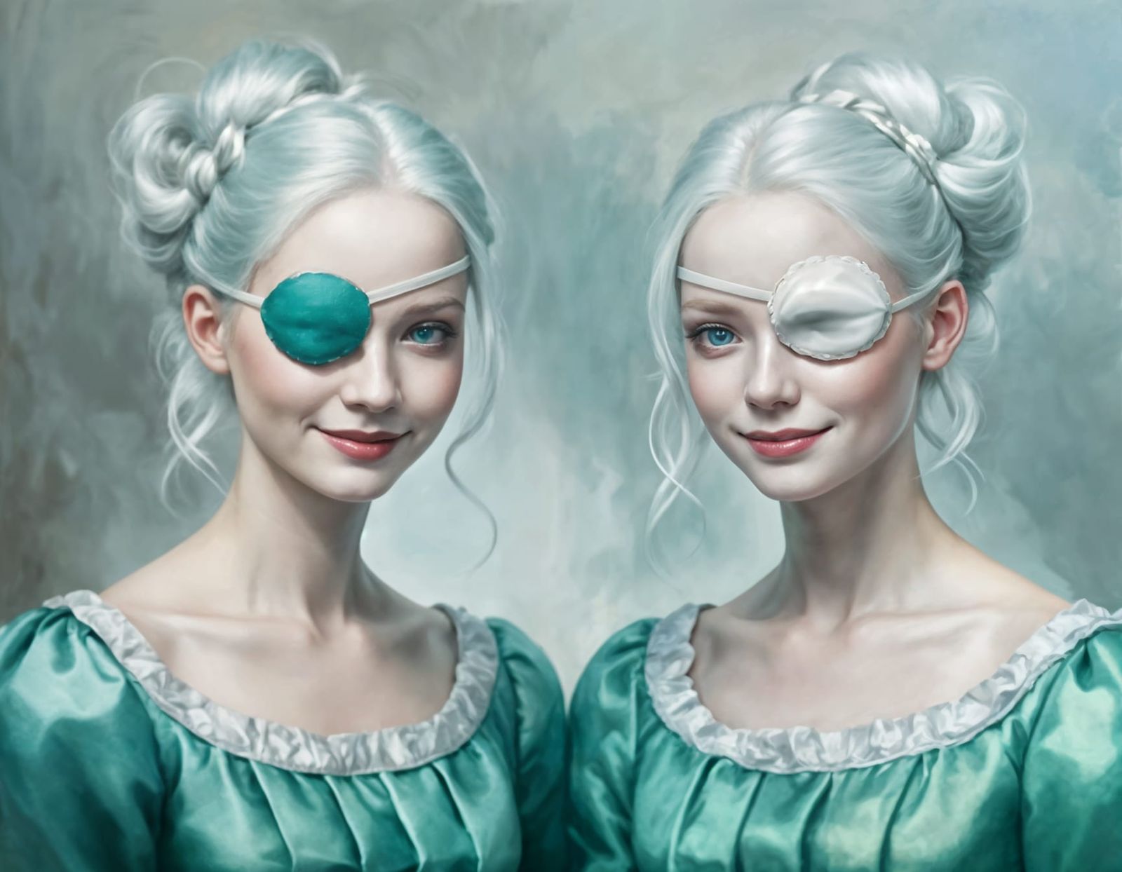 Albino Twin Portrait in Rococo Gowns
