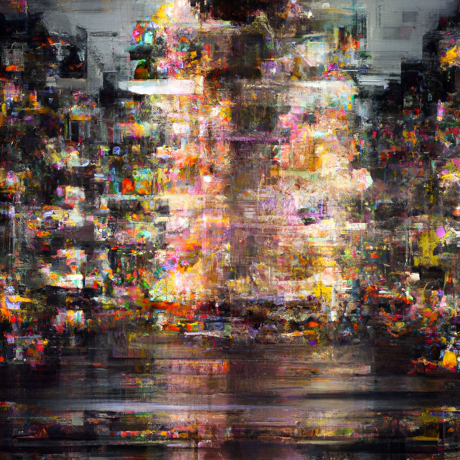 Dadaist Sci-Fi Cityscape in Pointillism Style