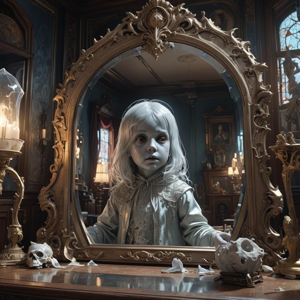 Baby Ghost Hiding in Haunted House Mirror