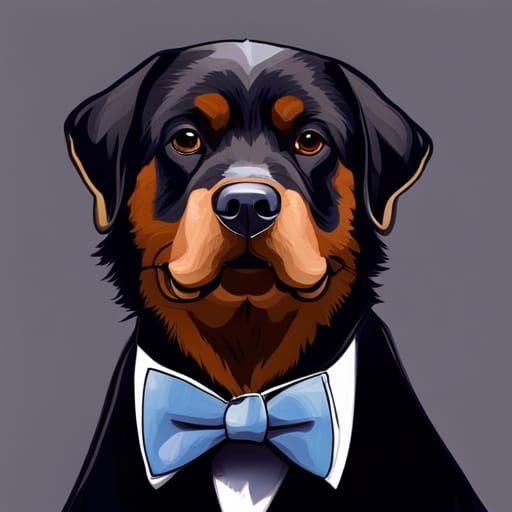 Rottweiler Dog Portrait with Bowtie