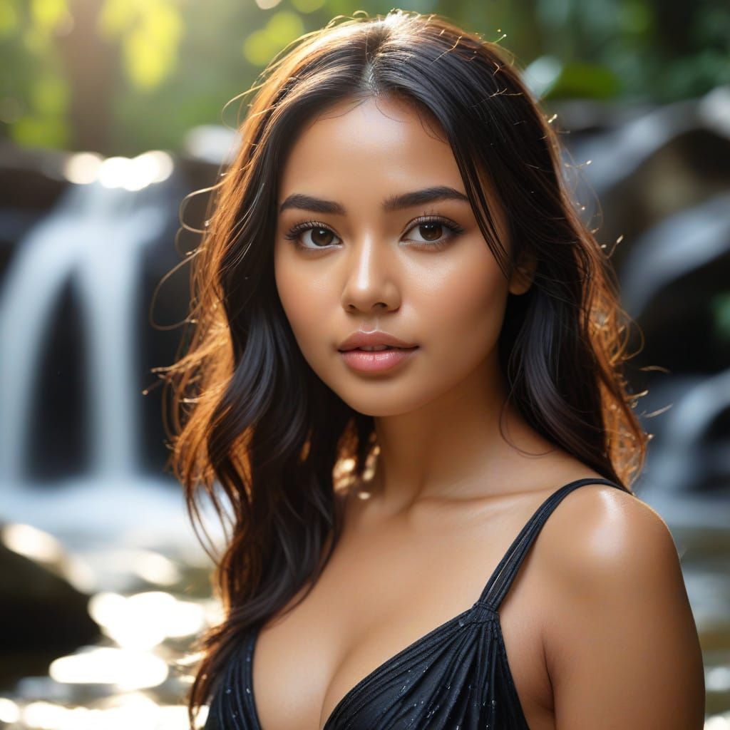 Sultry Tropical Goddess Basks in Sunlit Paradise