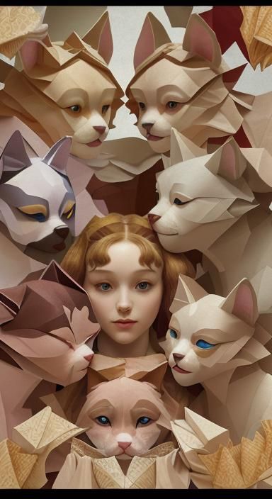 Dog-Man and Cat-Lady Kiss in Papercraft Ireland