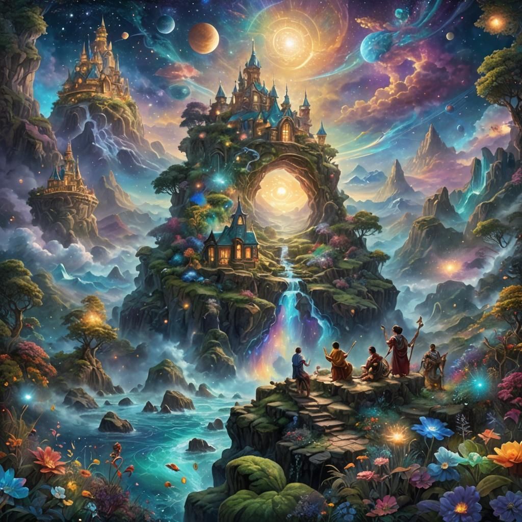 Astral Odyssey in Mixed Media Illustration