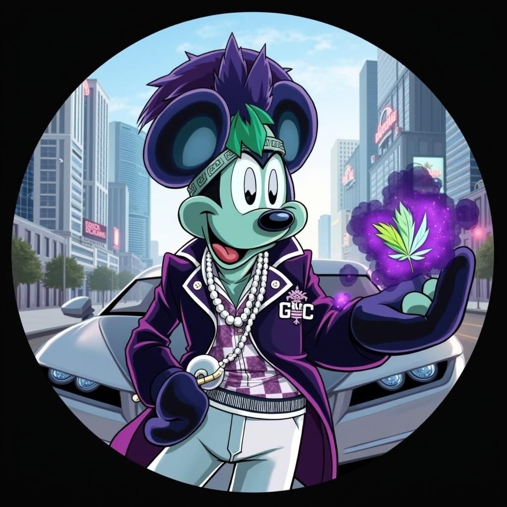 Mickey Mouse Living Lavishly in Cel-Shaded Anime Style