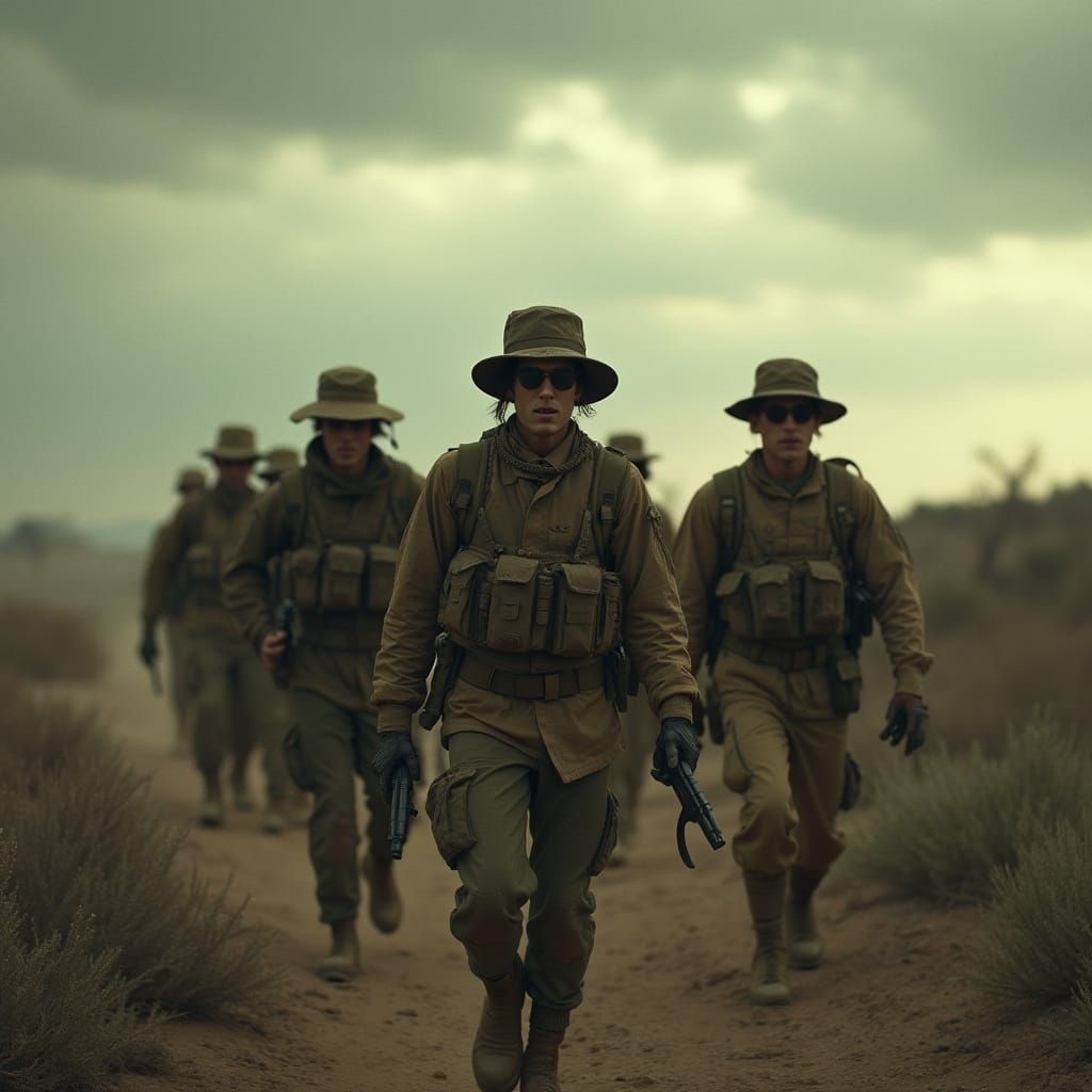 Gritty Elite Unit Advances Through War-Torn Landscape in Cin...