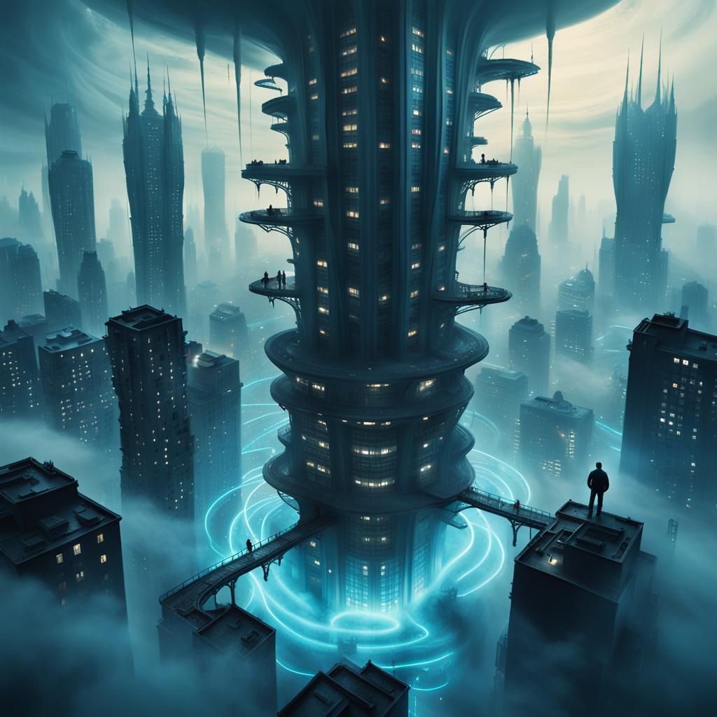Surreal Biopunk Cityscape in Cinematic Style