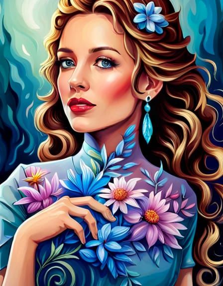 a Gorgeous Girl with a Flower-full dress