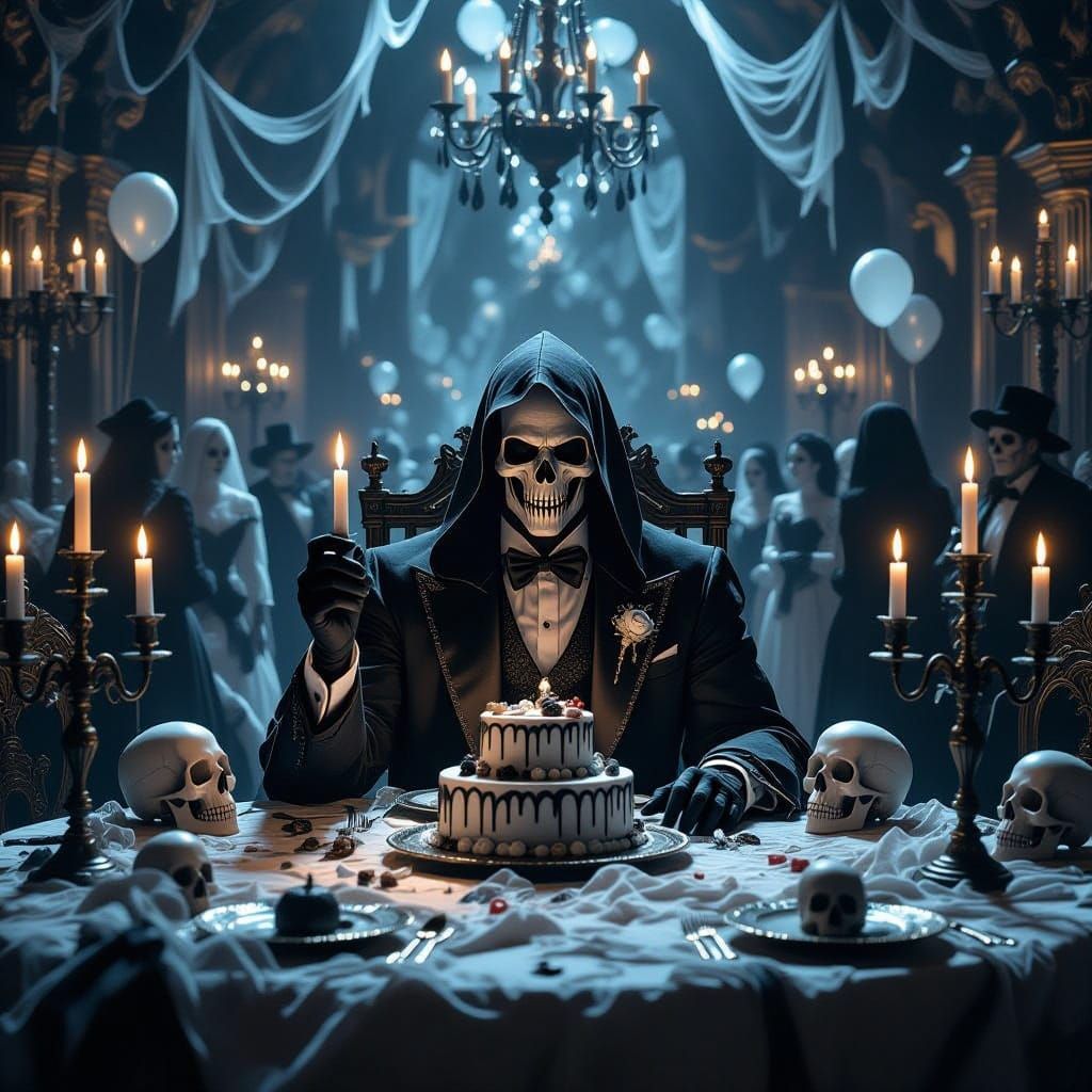 Grim Reaper's Darkly Whimsical Birthday Party in Gothic Hall