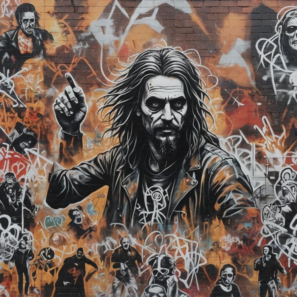 Digital Graffiti Mural: Anarchy in Cyberpunk Style