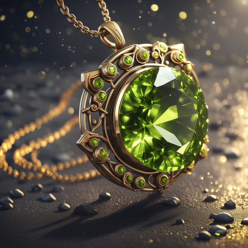 Leo Zodiac Peridot Pendant in 3D Game Style