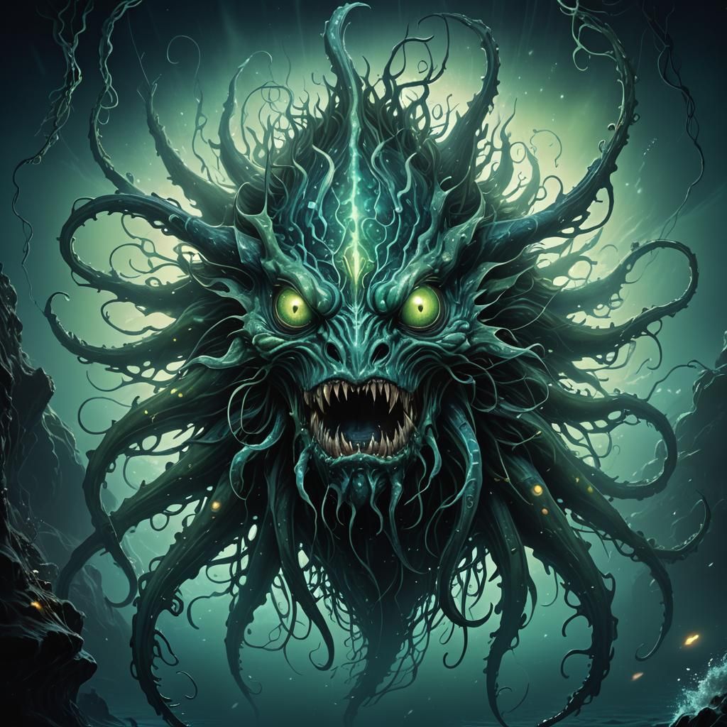 Grotesque Bioluminescent Creature of the Deep Sea