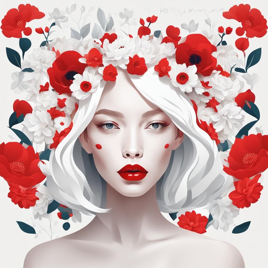 Modern Girl Portrait in Flat Vector Design