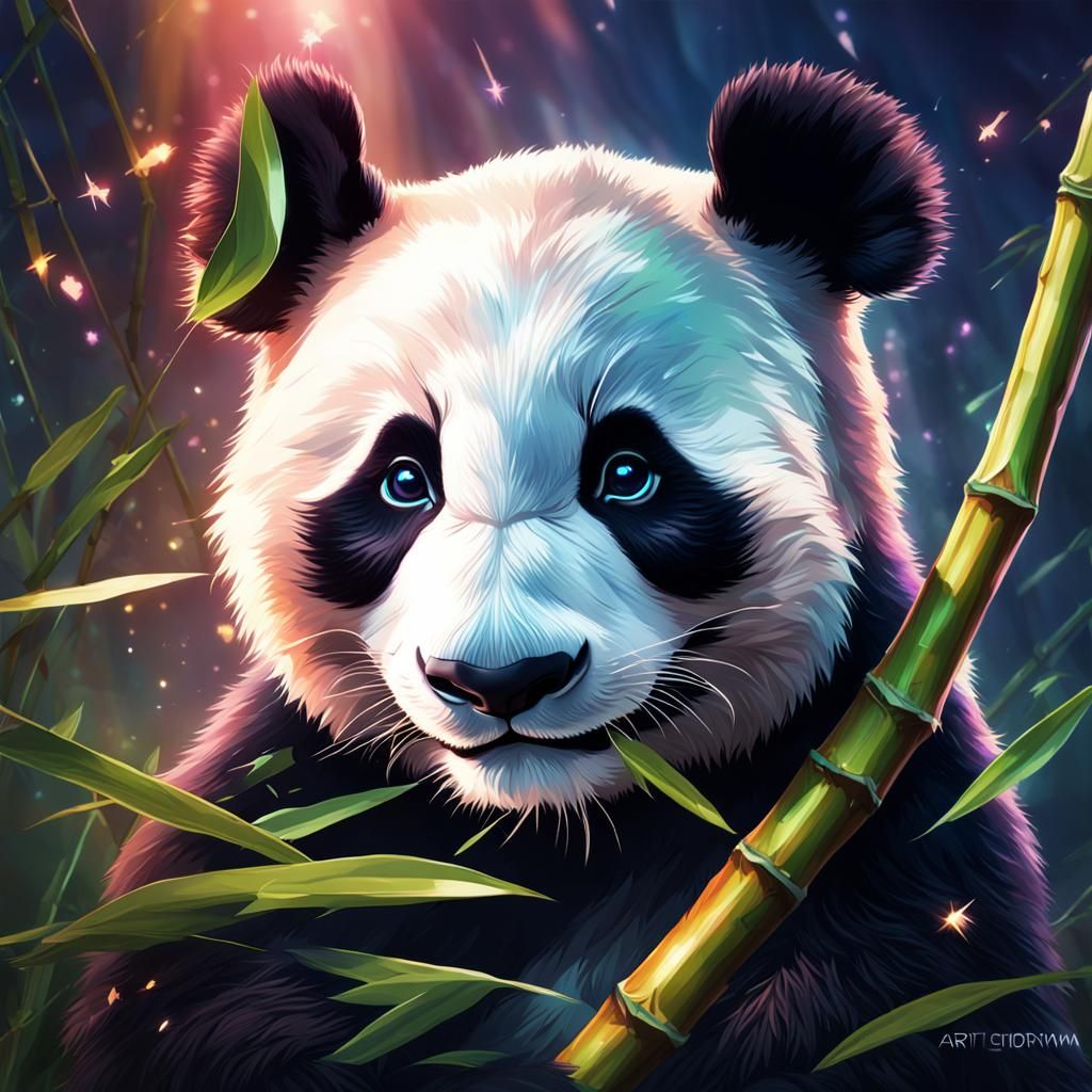 Sparkling-Eyed Panda Cub Portrait in Hyperdetailed Style