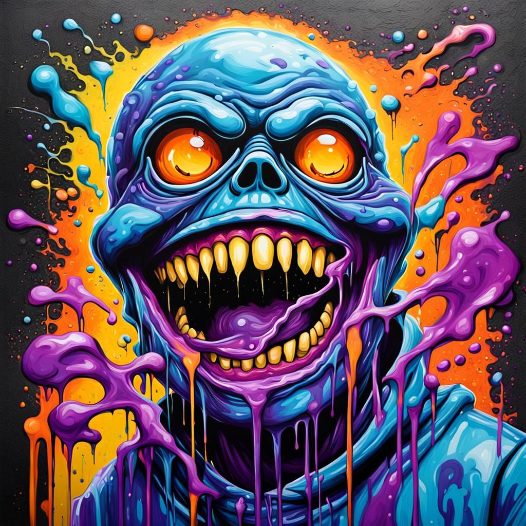 Colorful Purple People Eater Graffiti Art
