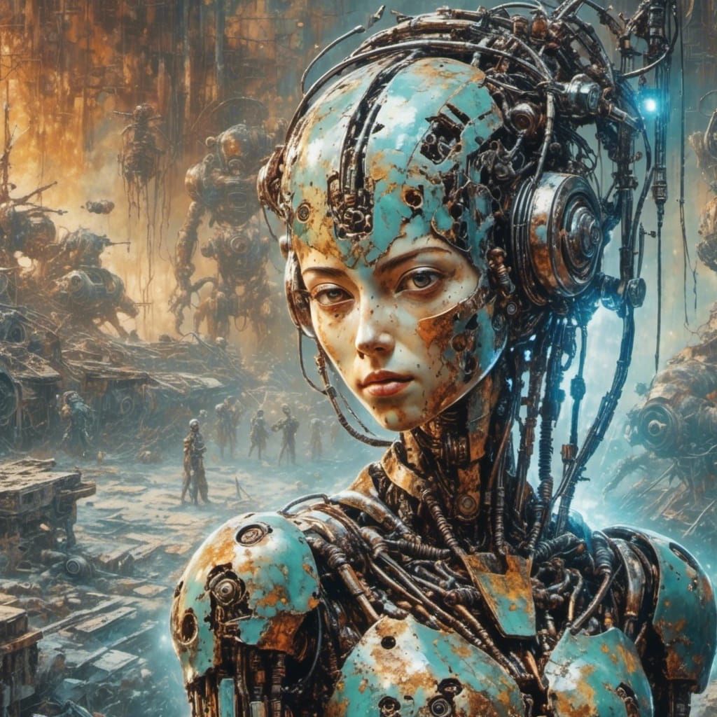 <lora:Patina Metal:1.0> (masterpiece, sci-fi, fantasy:1.2), ...