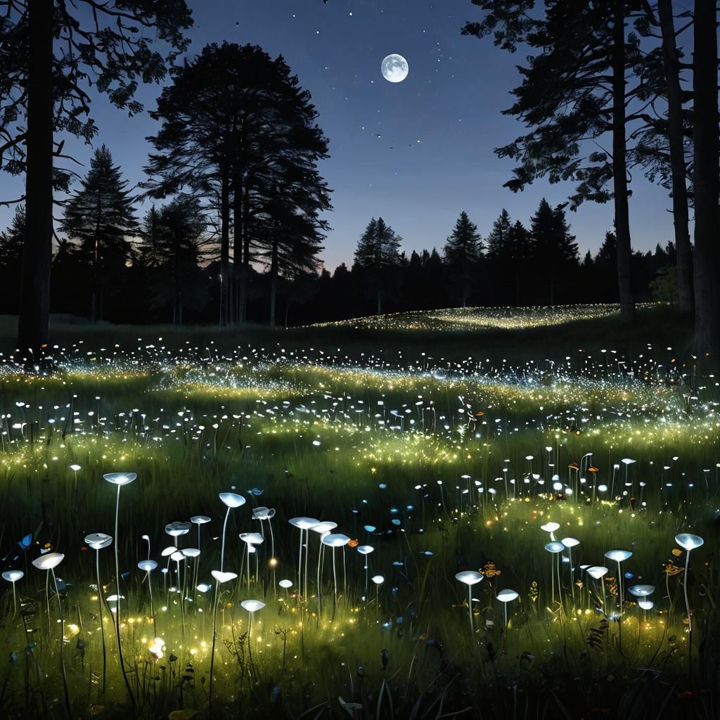Firefly Meadow: Light Art Storybook Illustration