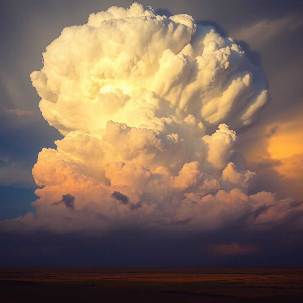 Majestic Cumulonimbus Storm Cloud in Golden Light