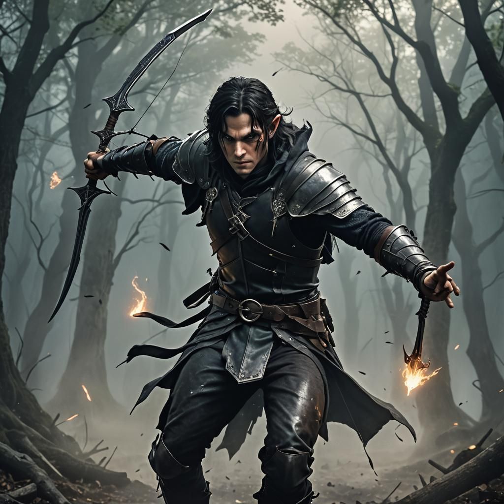 Half-Elf Rogue Dodges Daggers with Psychic Power