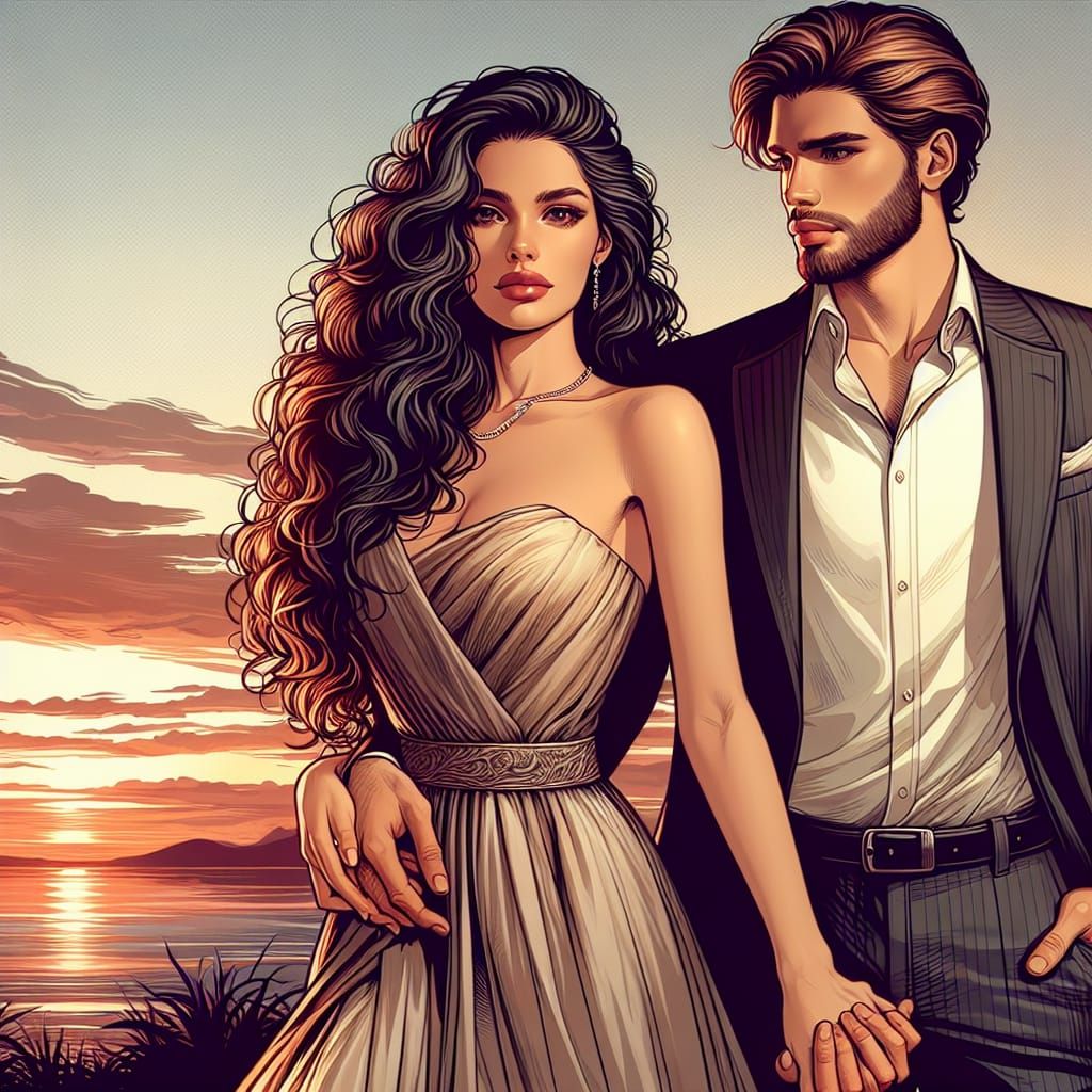 Affectionate Couple Embracing at Sunset