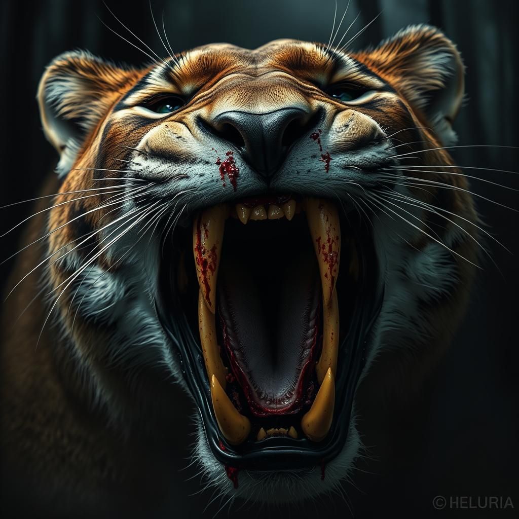 Macabre Mountain Lion Teeth in Dark Fantasy Style