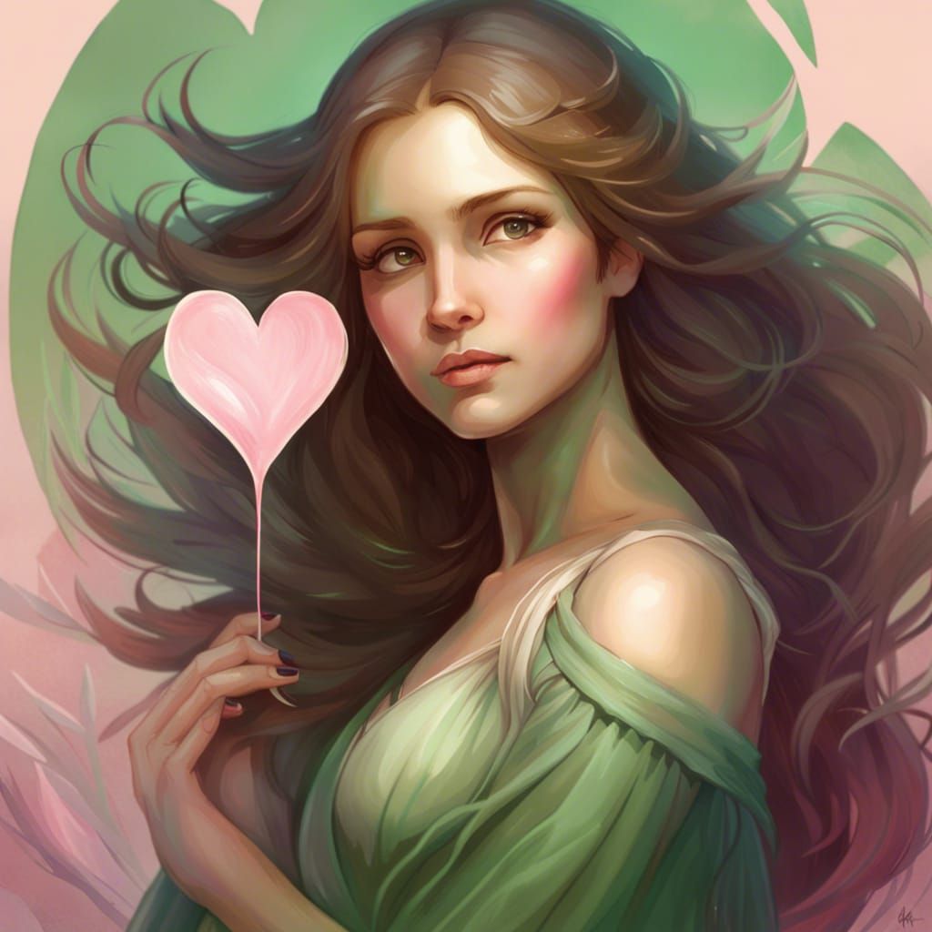 Angel Holding Heart in Soft Color Portrait