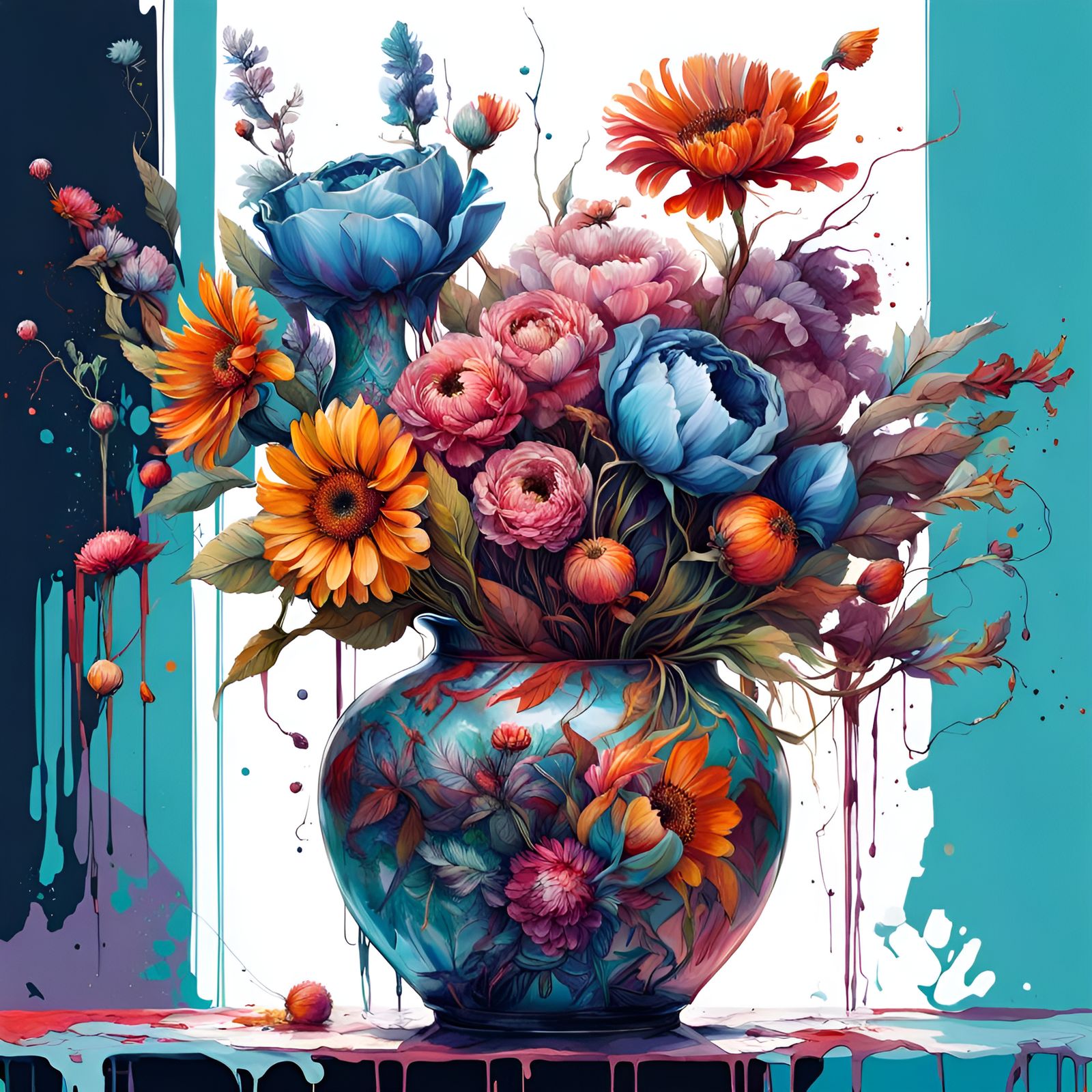 Flower vase still life