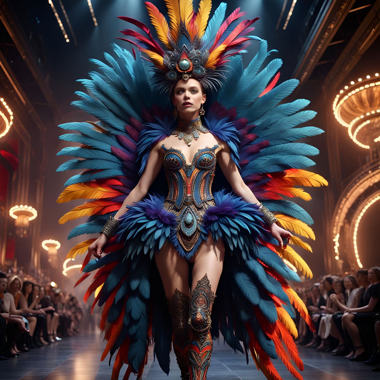 Red Feather Avant Garde Showtime Outfit in 8K