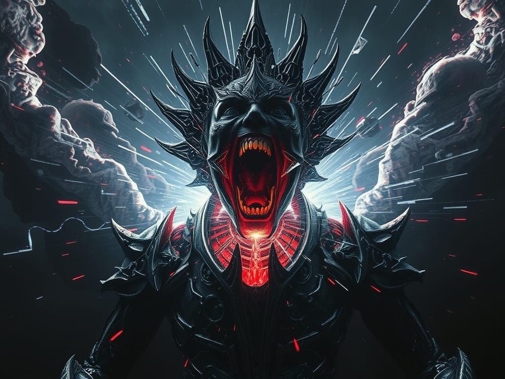 Screaming Face in Singularity Event Horizon