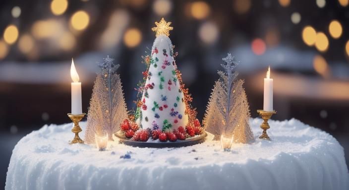 Festive New Year's Cake with Christmas Lights