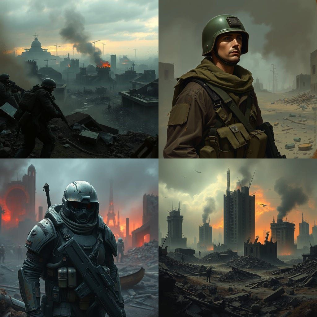 Battlefield Scene in a Realistic Style