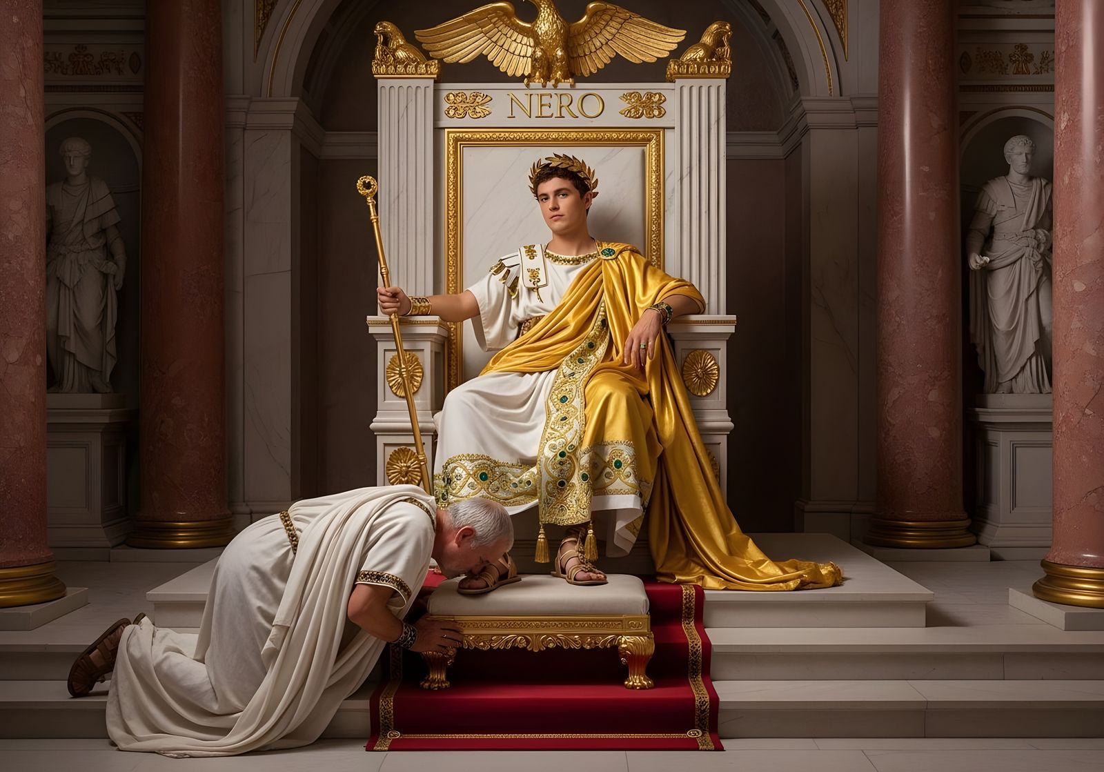 Emperor Nero Enthroned, Roman Senator Abasing Himself