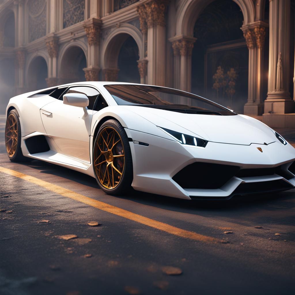 White Lamborghini in Detailed Matte Painting