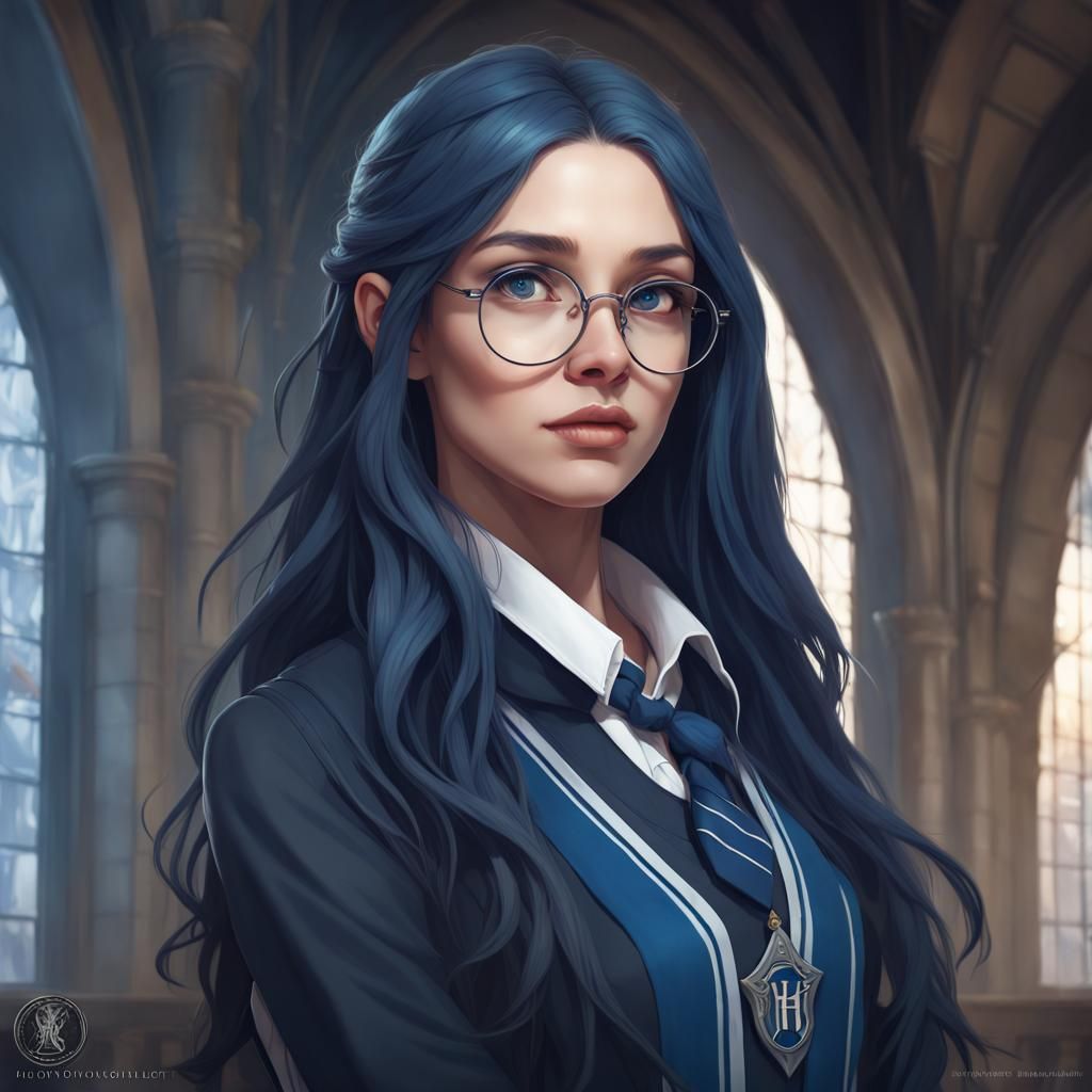 Girl in Ravenclaw Uniform: Detailed Fantasy Portrait