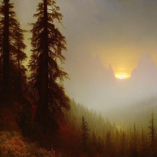 Luminist Landscape with Mountain Crags and Fog