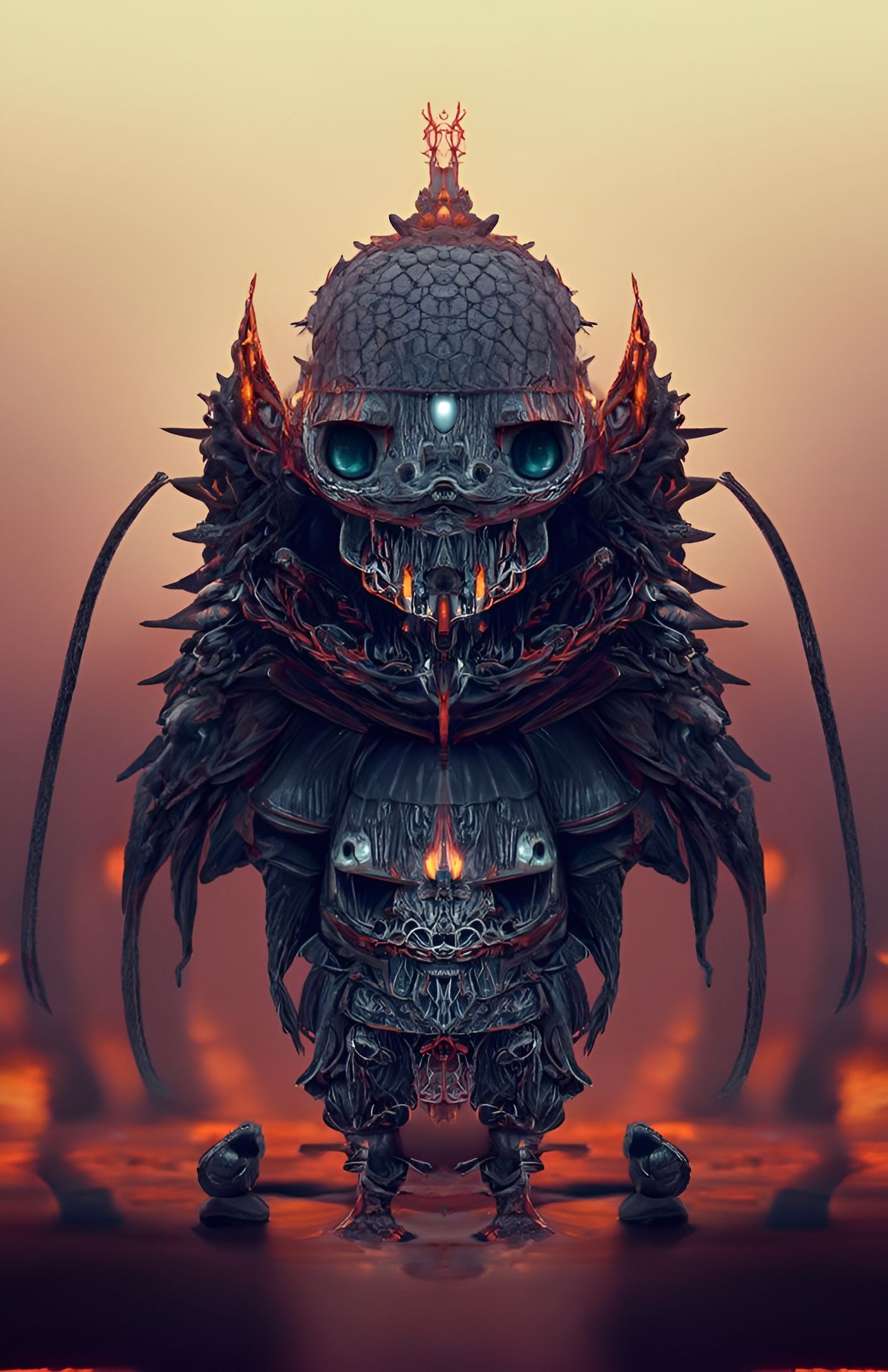 Chibi Dark Souls Boss in Hyperrealistic Style