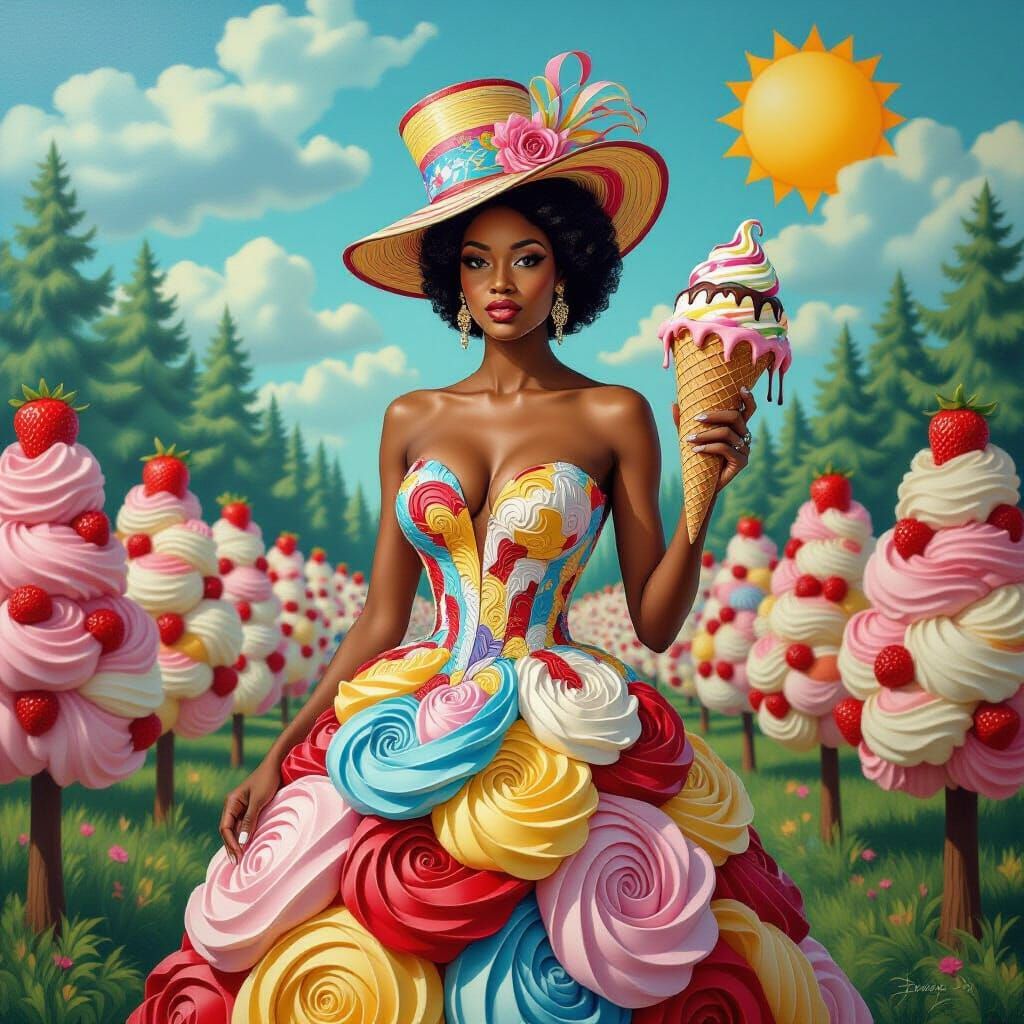 Ice Cream Dress Portrait in Vibrant Style