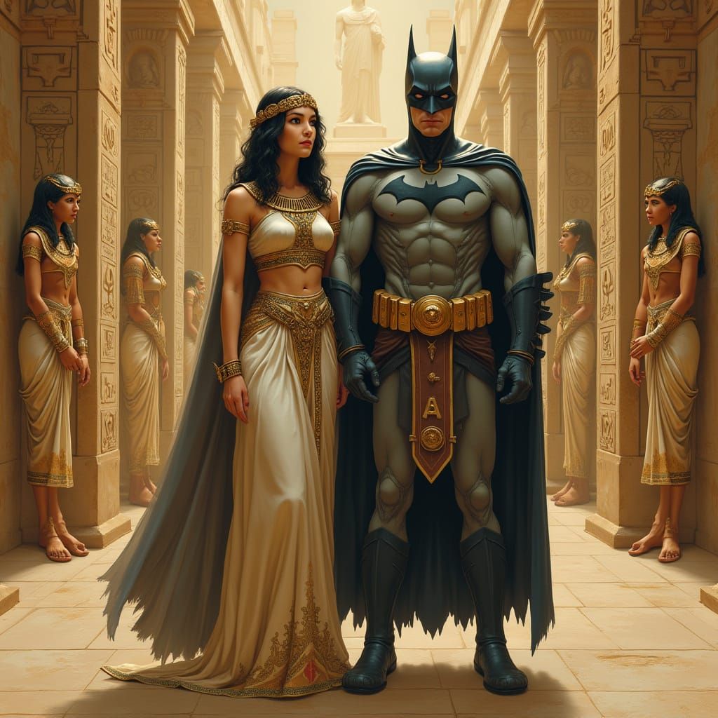 Ancient Egyptian Bruce Wayne in Royal Temple